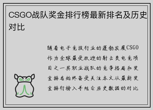 CSGO战队奖金排行榜最新排名及历史对比